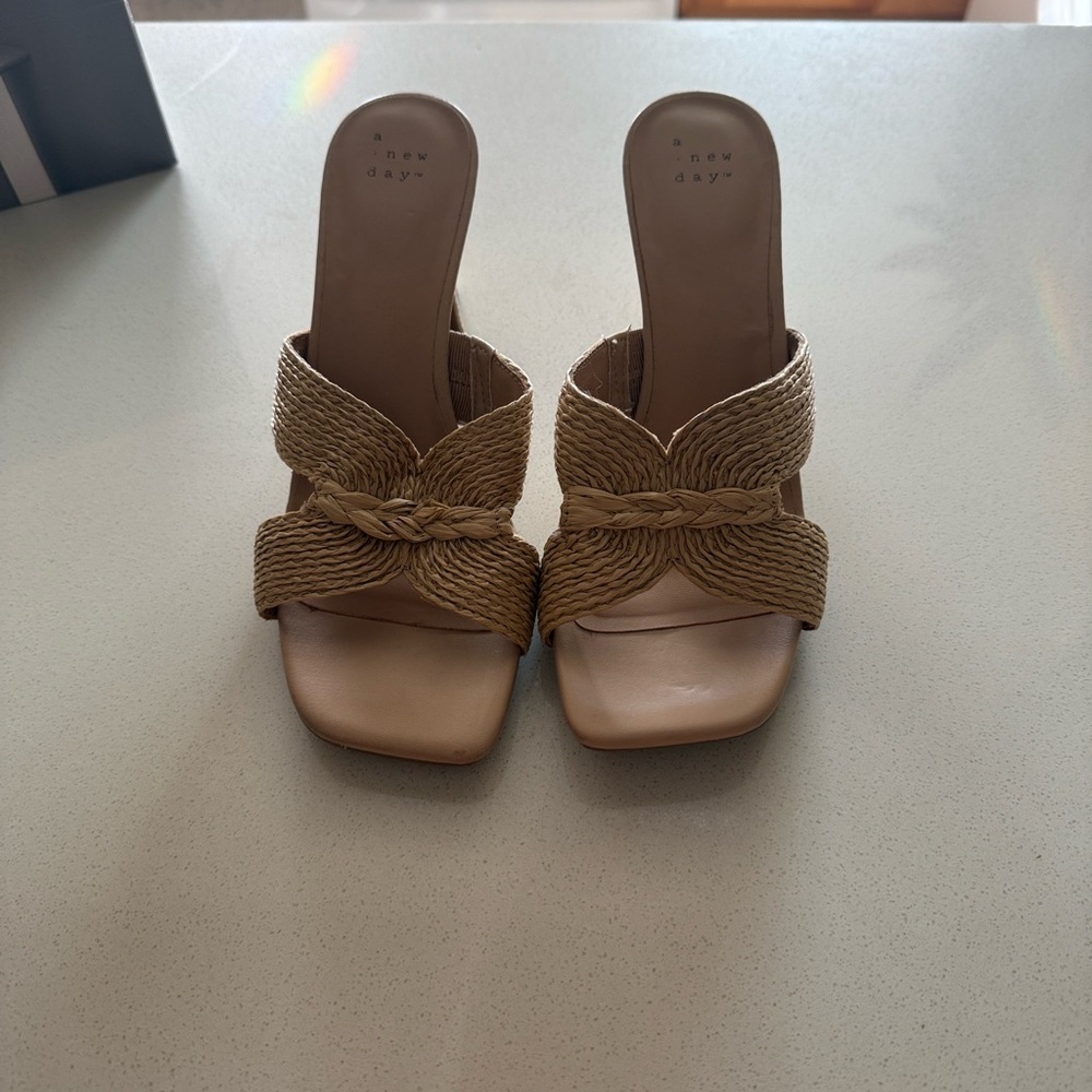 A New Day Women's Beige Woven Mules